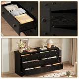 LIKIMIO Dresser for Bedroom 6 Drawer with Charging Station, TV Stand Storage Chest of Drawers for Living Room Hallway Entryway, MDF Board, 59 Inches Black LIKIMIO