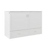 AFI Hamilton Queen Murphy Bed Chest with Mattress, Storage, and Built-in Charger in White AFI