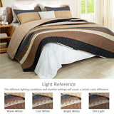 Whale Flotilla Full Queen Size Quilt Set - Reversible Camel Quilts Queen Size with 2 Pillow Shams, Lightweight Boho Striped Bedspreads Coverlet Bedding Set for All Seasons Whale Flotilla