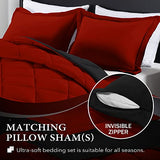downluxe Queen Comforter Set - Red and Black Queen Comforter - Soft Bedding Sets for All Seasons - 3 Pieces - 1 Comforter (88"x92") and 2 Pillow Shams (20"x26") downluxe