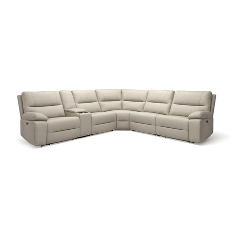 Jennifer Taylor Home Malibu 130" Modern Power Motion 6-Piece Reclining Corner Sectional with Cup Holders Jennifer Taylor Home