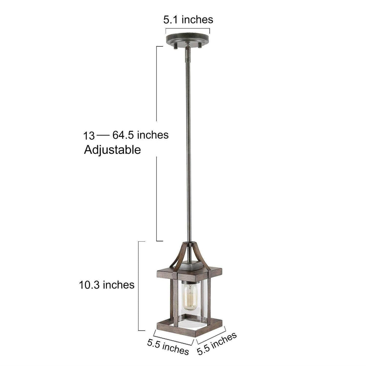 LOG BARN Pendant Lights Kitchen Island, Farmhouse Kitchen Pendant Lighting Over Island with Clear Glass, Rustic Faux Wood Pendant Light Fixtures, 5.5'' x 10.3'' LOG BARN