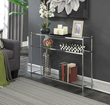 Convenience Concepts Royal Crest Glass Console Hall Table 42" - 3 Tier Modern, Contemporary Narrow Display Accent with Storage Shelves for Living Room, Entryway, Hallway, & Bedroom, Chrome Convenience Concepts