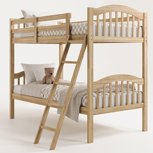 Storkcraft Long Horn Twin-Over-Twin Bunk Bed (Natural) - GREENGUARD Gold Certified, Converts to 2 Individual Twin beds Storkcraft