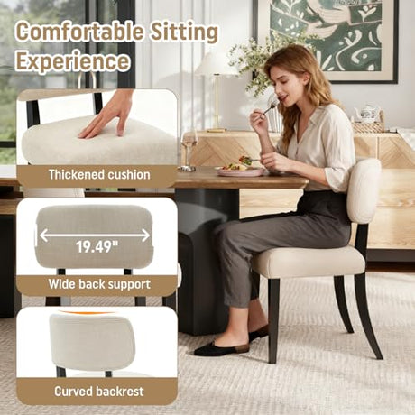 SIZOTA 59" to 91" Extendable Dining Table Set for 4-8, Oval Kitchen Table with MDF Faux Wood Tabletop and 8 Upholstered Solid Wooden Chairs, Space-Saving Kitchen & Dining Room Furniture (Walnut) SIZOTA