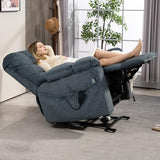 REHOUSING Oversized Power Lift Recliner Big Man 400lbs, Extra Wide Recliner Chair with Lifts Vertically for Elderly, Features Cup Holder, Heat and Massage, Zero Gravity Lay Flat for Adults (Blue)