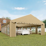 Outsunny 20' x 40' Heavy Duty Party Tent, Galvanized Outdoor Canopy Tent Large Event Shelter with Removable Sidewalls, 12 Windows and 2 Doors, Tents for Parties, Wedding, Events, BBQ Grill, Brown Outsunny
