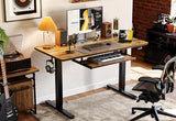 FEZIBO Standing Desk with Keyboard Tray, 48 x 24 Inch Adjustable Height Sit Stand Desk with Memory Presets for Home Office, Ergonomic Computer Workstation, Rustic Brown FEZIBO