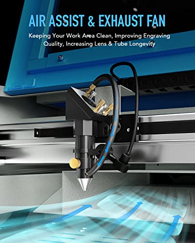 OMTech 40W CO2 Laser Engraver with LightBurn & Water Chiller, 8"x12" Desktop K40+ Laser Engraving Machine for Home Use, Laser Cutter with Adjustable Laser Head Air Assist Water Pump for Wood Glass OMTech