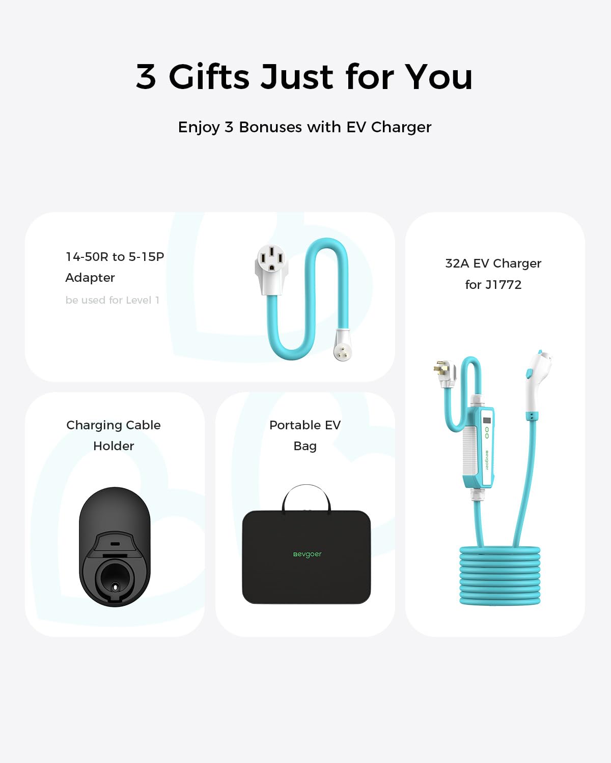 EG evgoer Electric Vehicle Charger Level 2 & Level 1, 32Amp 110V-240V Schedule Timer 20ft Cable Portable EV Home Charging Station, 8A-32A Adjustable Current Compatible with All SAE J1772 EVs EG evgoer