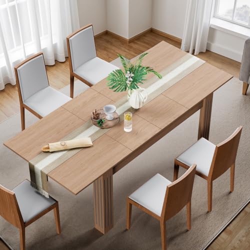 Sannwsg 54"-85" Extendable Dining Room Table, Expandable Dining Table for 4/6/8, Rectangular Kitchen Extendable Tables with 95" Runner Sannwsg