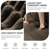 KSTNLUXQ 79" Sofa Bed, Deep Seat 32" Sleeper Sofa, 5-in-1 Convertible Sofa Bed, Boneless Couch in a Box, Corduroy Floor Futon with Thickened backrest and Headrest Pillows, Side Pockets, Brown KSTNLUXQ