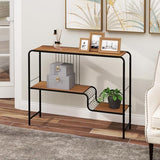 Giantex 2-Tier Console Table, 35.5" Narrow Entryway Table w/Irregular Storage Shelves & Metal Frame, Adjustable Foot Pads, Industrial Long Sofa Side Table for Hallway, Living Room, Foyer, Bedroom Giantex