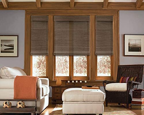 Cordless Woven Wood Roman Shades, 24W x 36H, Eastfield Teak, Sizes 20-72 Wide and 24-72 High Windowsandgarden