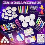 Max Fun Sea Shell & Rock Painting Kit, 2 ON 1 Glow in The Dark DIY Halloween Arts & Crafts Gifts for Kids Ages 4-12, Craft Activities Kits Creative Art Paint Toys for Boys Girls Birthday Party Gifts Max Fun