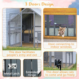 YOPTO 28ft² Large Outdoor Cat House, Luxury Wooden Walk-in Catio Enclosure with 2 Doors & 2 Hiding Houses, Escape-Proof Locks + Waterproof Roof - Customizable Multi-Cat Playpen (Gray) YOPTO