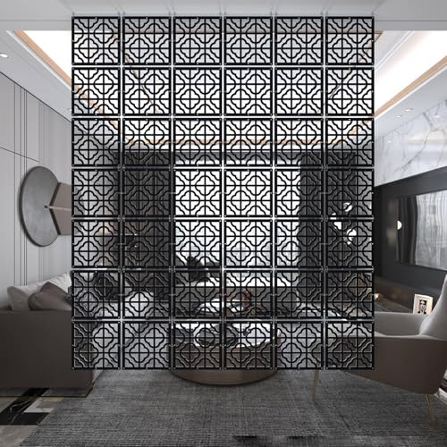 Hanging Room Divider Panels, 24 Pieces Wood-Plastic Screen Panels Wall Divider Partition Home Office Decoration (Natural) MHTRFG