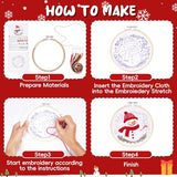 Christmas Embroidery Kit for Adults & Beginners, Gnomes & Christmas Tree Hand Embroidery Ornaments kit with Pattern, Cotton, Needles & Instruction, Christmas DIY Cross Stitch Kits Gifts (4pcs-B)