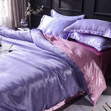 Feelyou Reversible Purple Pink Silk Like Satin Bedding Set Twin Duvet Cover Set Luxury Soft Comforter Cover Bedroom Decor Chic Luxurious Silky Bedspread Cover Zipper (1 Duvet Cover + 1 Pillow Case) Feelyou