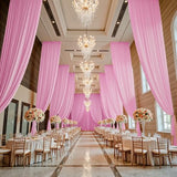 gogoparti 10x20FT Baby Pink Ceiling Drapes for Weddings Parties - 2 Panels of 5x20FT Wrinkle Free Silk Baby Pink Drapes for Tent Canopy, Weddings, Birthdays, Parties, Tent & Event Decoration gogoparti