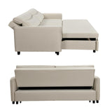 THSUPER 87-Inch King Size Convertible Sleeper Sofa Bed, Comfortable Pull-Out Futon Loveseat for RV Small Spaces, Hide-A-Bed Fold Out Couch - Beige THSUPER