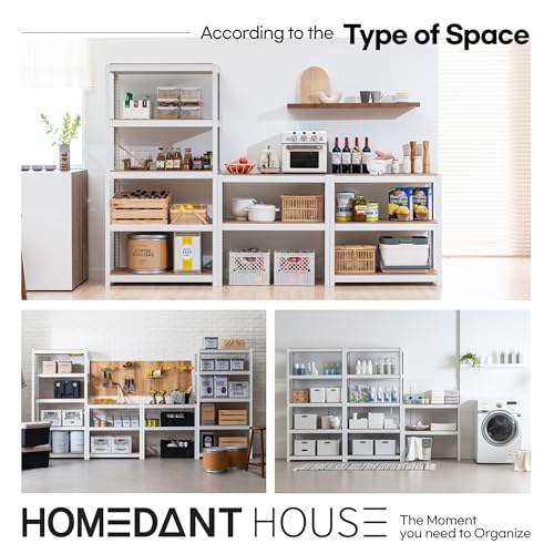 HOMEDANT House 5-Tier Laminated Boltless Metal Shelving Unit Adjustable Storage Utility Rack Heavy Duty Shelves Organization Multipurpose Shelf Kitchen Garage Pantry Closet 1Pack HOMEDANT