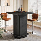 Tribesigns Bar Table, 39.37" High Square Pub Table for Small Bars, Dining Room, Kitchen, Black (Only Table) (Black) Tribesigns