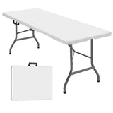Generic 6 ft Folding Table, Foldable Dining Table, White Plastic Table, Lightweight Portable Table, Industrial Workbench for Indoor Outdoor, Picnic, Camping, Board Game with Handle, Locks - White Generic