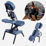 Professional Portable and Lightweight Tattoo/Massage Chair by Master Massage - Folding Aluminum Frame with Adjustable Features and Wheeled Carrying Case, Blue Master Massage Equipment