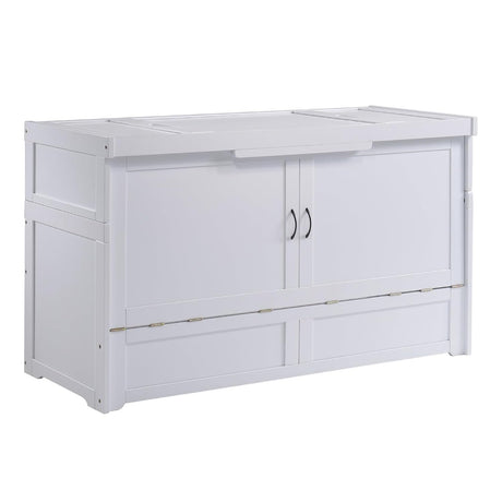 NIGHT & DAY Furniture Murphy Cube Cabinet Bed (White, Queen) Night & Day Furniture