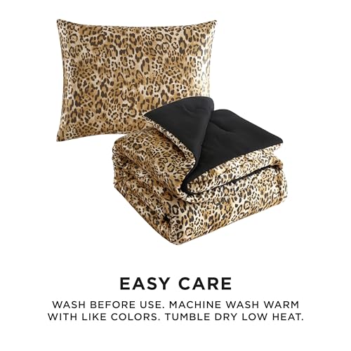 Juicy Couture Twin/Twin XL Leopard Satin Comforter Set - Cheetah Print 2-Piece Machine Washable Reversible Animal Print Bedding Comforter and Sham Set Juicy Couture
