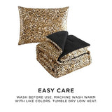 Juicy Couture Twin/Twin XL Leopard Satin Comforter Set - Cheetah Print 2-Piece Machine Washable Reversible Animal Print Bedding Comforter and Sham Set Juicy Couture