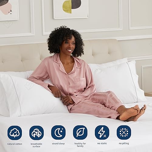 sunflower Extra Deep Pocket Queen Sheet Sets Fits 18"-24" in Deep Mattress -100% Cotton Queen Sheet Set, White Hotel Luxury Soft Breathable Sheet Sets for Queen Bed Deep Pocket sunflower