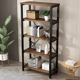 5-Tier Vintage Industrial Solid Wood Bookshelf with Metal Frame AY-AOYUAN