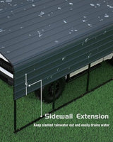 PeakPursuit Metal Carport, 13x20 FT Outdoor Car Port Canopy with Galvanized Steel Roof and Reinforced Base, Heavy Duty Garage Car Shelter Shade for SUV, Truck, Boats PeakPursuit