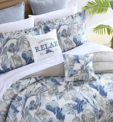 Tommy Bahama - California King Comforter Set, Soft Woven Bedding with Matching Pillowcases & Bed Skirt, Medium Weight for Year Round Comfort, 4 Piece Bed Set (Raw Coast Blue) Tommy Bahama