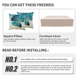 WAROOM Patio Furniture Set 9 Piece Gray Rattan Outdoor Sectional Sofa PE Wicker Couch Conversation sets with 45" Propane Fire Pit Table and Non-Slip 5" Thick Peacock Blue Cushion WAROOM