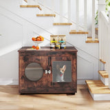 PETSITE 32.5 Inches Wooden Dog Crate Furniture, Decorative Industrial Indoor Dog Kennel Cage with Translucent Window, and Lockable Door, Pet House End Table Ideal for Small and Medium Dogs PETSITE