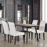 Yaheetech Dining Chair Set of 4 Faux Leather Parson Chair Modern Kitchen Living Room Side Chair Upholstered Padded Armless Chair with Solid Wood Legs, White Yaheetech