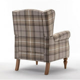 PATIOPTION Modern Accent Chair with Retro Wood Legs, Comfy Upholstered Armchair,Tantan Check Design Single Sofa Chair for Living Room Bedroom Office - Natural PATIOPTION