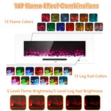 Dreamflame 50" Electric Fireplace, Recessed & Wall Mounted Fireplace Heater 13 * 13 Colors Flame &Fuel Bed w/5 Dimmer, Touchscreen &Remote Control Temp, Overheating Protect, Hardwired, 1500W, White Dreamflame