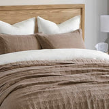 EVERGRACEHOME Stonewashed Cotton Quilt Set King Size, Ultra Soft Oversized Bedspread Coverlet Set, Lightweight Crinkle Box Stitch Bedding Sets for All Season, with 2 Shams, Mocha Brown EVERGRACEHOME