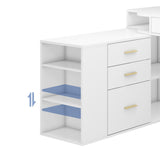 L Shaped Desk with 5 Drawers Modern Executive Desk Wood Home Office Desk with Adjustable Shelves, 55 Inch Large Computer Desk Writing Table with File Storage Cabinet for Home Office Halitaa