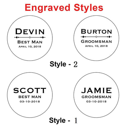 KOSTING Set Groomsmen Gift - Groomsman Gifts for Wedding, Wedding Favor Customized Wood Watch w Gift Box - Engraved Black Leather Strap Wooden Watch Custom Personalized Groomsmen Gifts for Me - WoodArtSupply