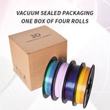 RAMBERY 3D Printer Filament Bundle Silk Shiny Rainbow PLA Filament, Multicolored Fast Color Change Rainbow Toughness Upgraded 3D Printing Filament, 1.75mm 200gX 4 Spools (1.76 lbs) RAMBERY