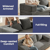 Winzoo Convertible Sofa Bed Couch, 78’’ Oversized 4-in-1 Boneless Couches with Removable Armrests Backrest, Corduroy Futon Sofa Bed, Foldable Mattress Sleeper Sofa for Living Room Bedroom (Grey) Winzoo