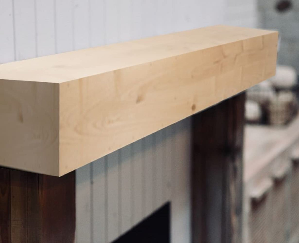 MANTELSDIRECT 60 Inch Floating Fireplace Mantel Wood Shelf in Unfinished - Austin from Mantels Direct | Wooden Rustic Wall Shelf Perfect for Décor and Electric Fireplaces MANTELSDIRECT