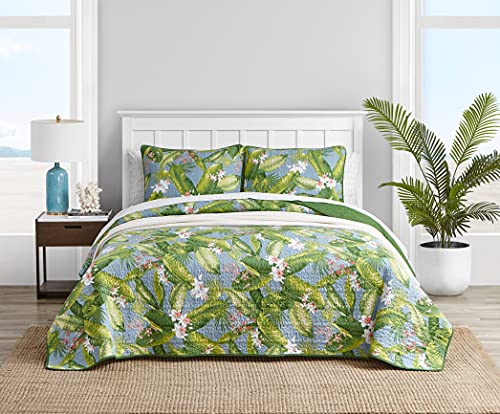 Tommy Bahama Quilt Set Reversible Cotton Bedding with Matching Shams, Lightweight Home Decor for All Seasons, Sky Tommy Bahama