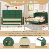 Harper & Bright Designs Full Murphy Bed Cabinet with Big Drawer, Solid Pine Chest Cube Cabinet Bed Flodable Platform Bed with Slats for Guest Bedroom, Office or Small Room Harper & Bright Designs