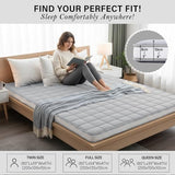 Tiita Japanese Floor Mattress Futon Mattress 4” Thick Folding Roll Up Sleeping Pad with Bag & Strap, Bed Topper Mat for Guest, Lounger and Travel, Grey,Full Size Tiita